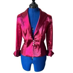 J.R. NITES by Carol Lin Liquid Metal Ruby Vintage Jacket Women's Size 8 GLAM Y2k